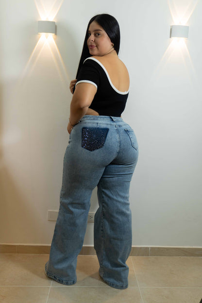 Wide Leg Brillos Europeo - Tela Strech Premiún