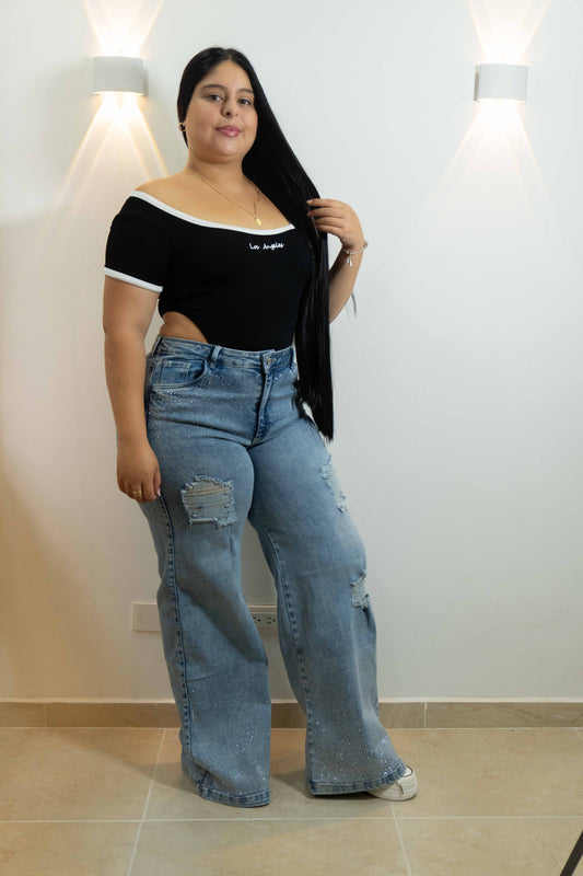 Wide Leg Brillos Europeo - Tela Strech Premiún