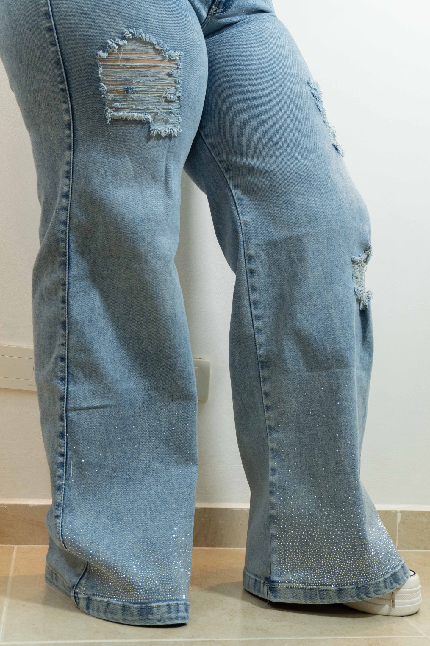 Wide Leg Brillos Europeo - Tela Strech Premiún