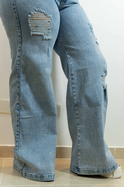 Wide Leg Brillos Europeo - Tela Strech Premiún