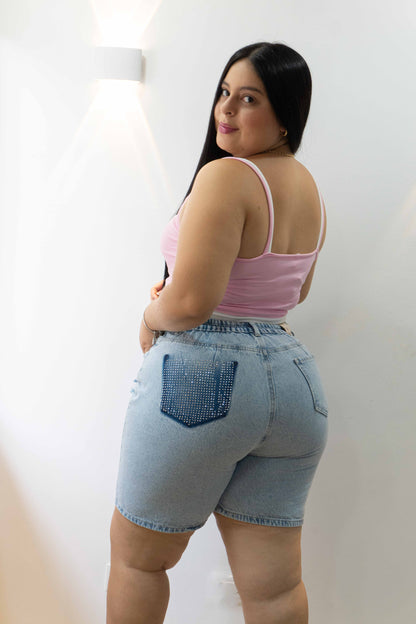 Bermuda Europea Brillos - Tela Rigida