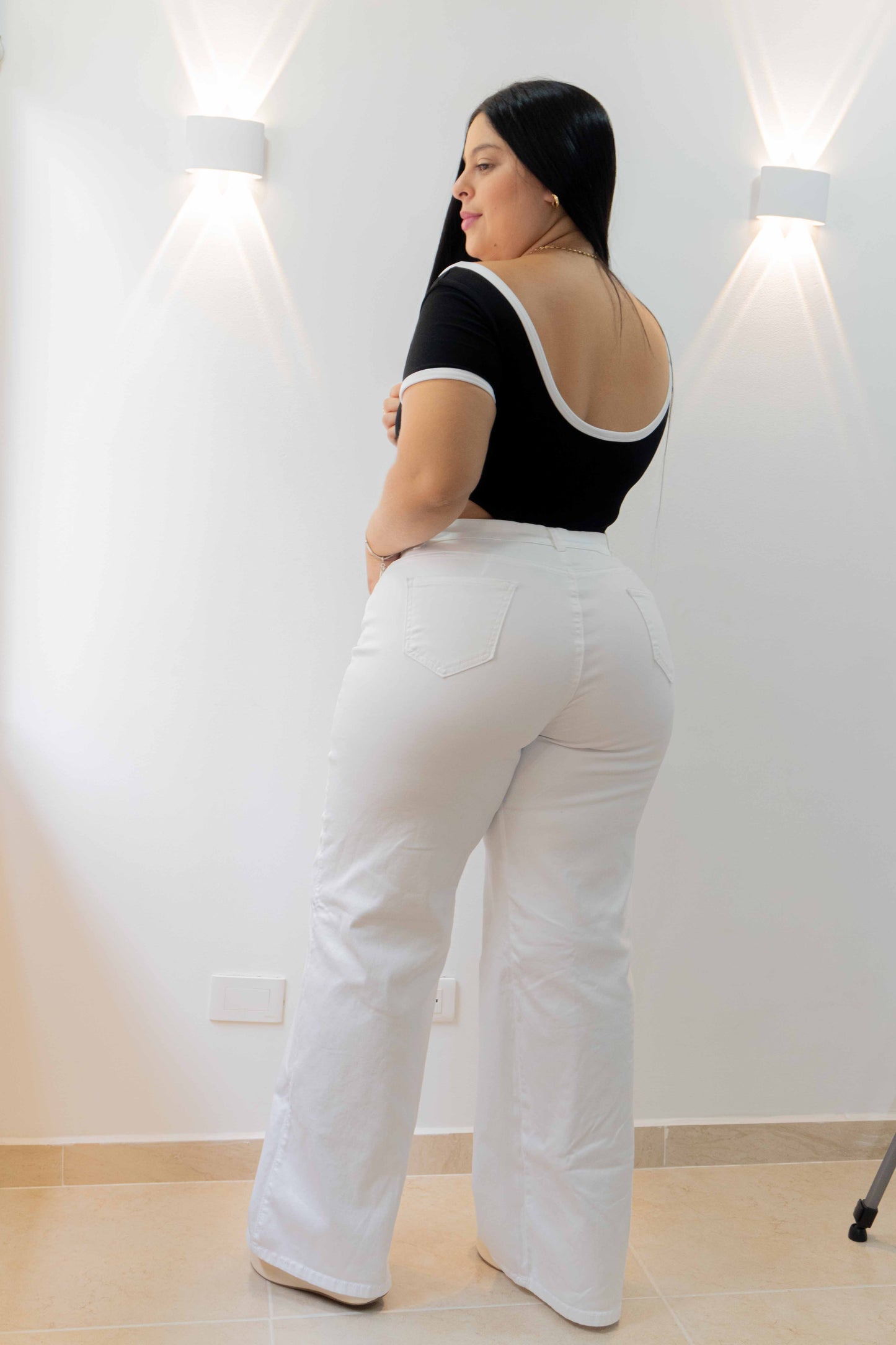 Wide Leg Blanco - Tela Strech Premiún