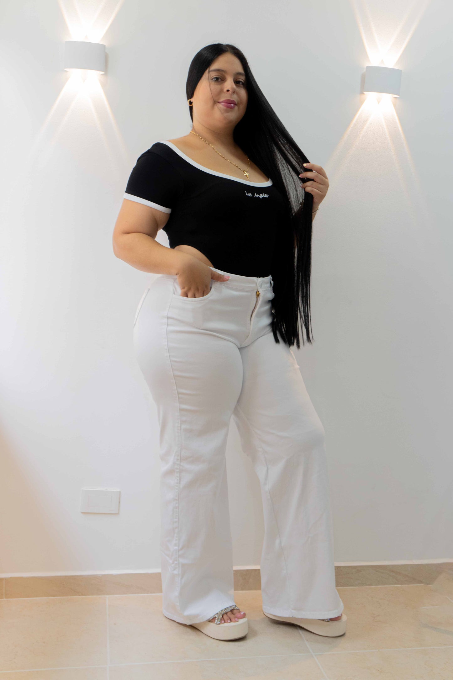 Wide Leg Blanco - Tela Strech Premiún