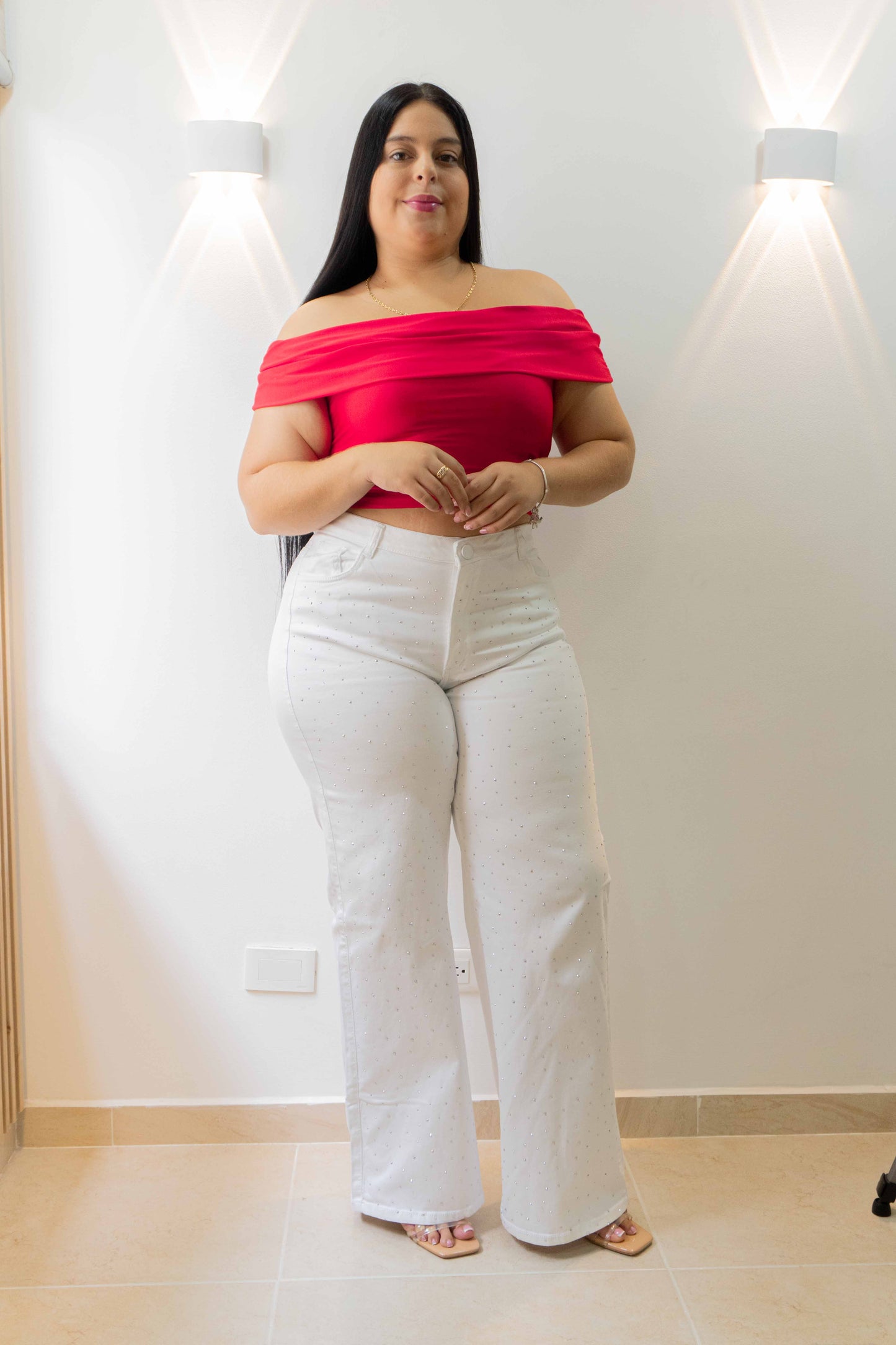 Wide Leg Blanco - Tela Strech Premiún