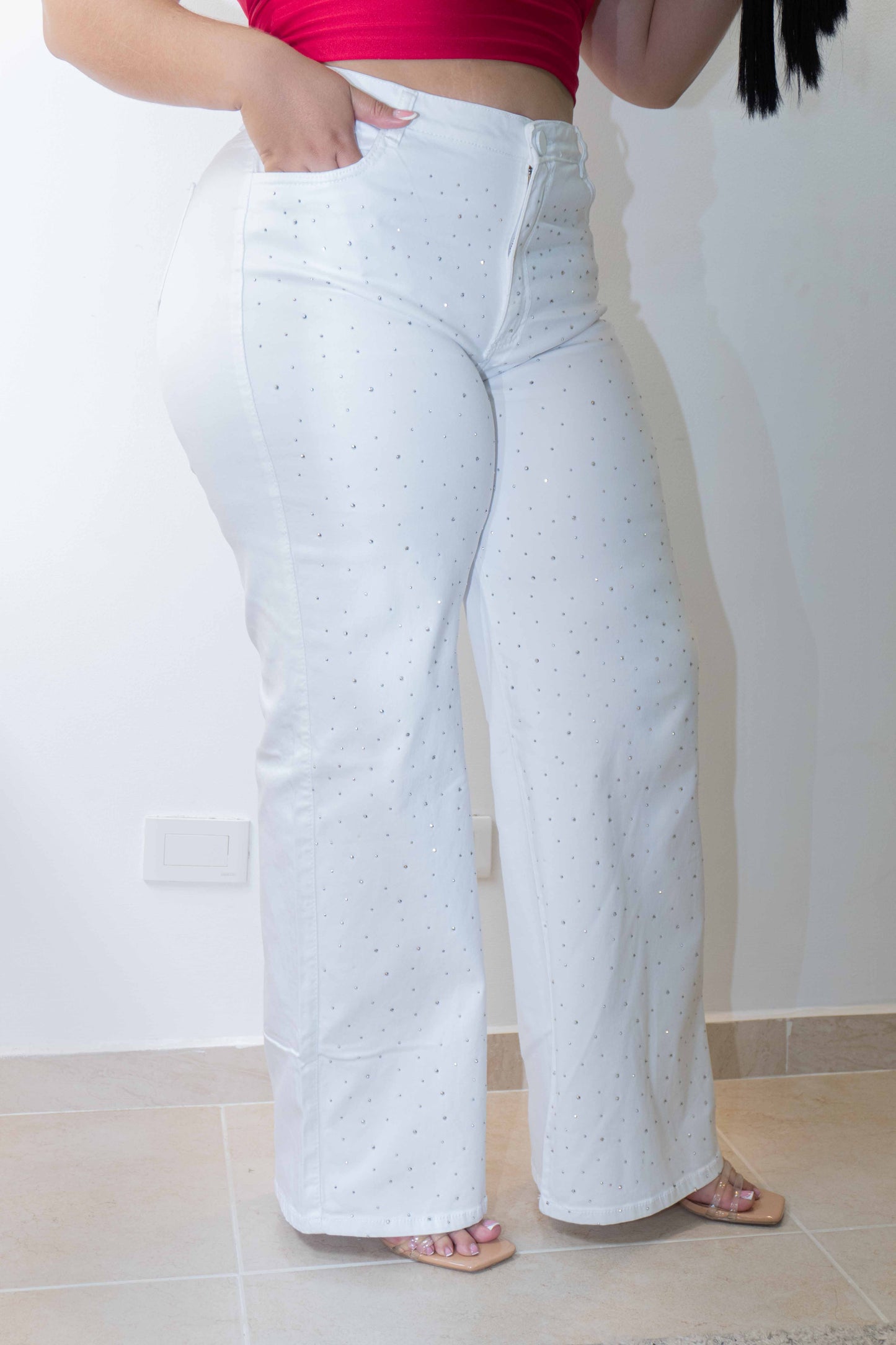 Wide Leg Blanco - Tela Strech Premiún