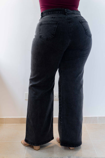Wide Leg Gris- Tela Strech Premiún