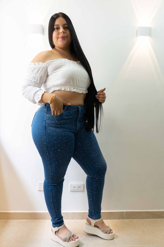 Jeans Skinny Brillos - Tela Strech premiún