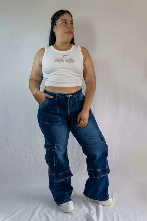 Jeans Cargo - Tela Strech