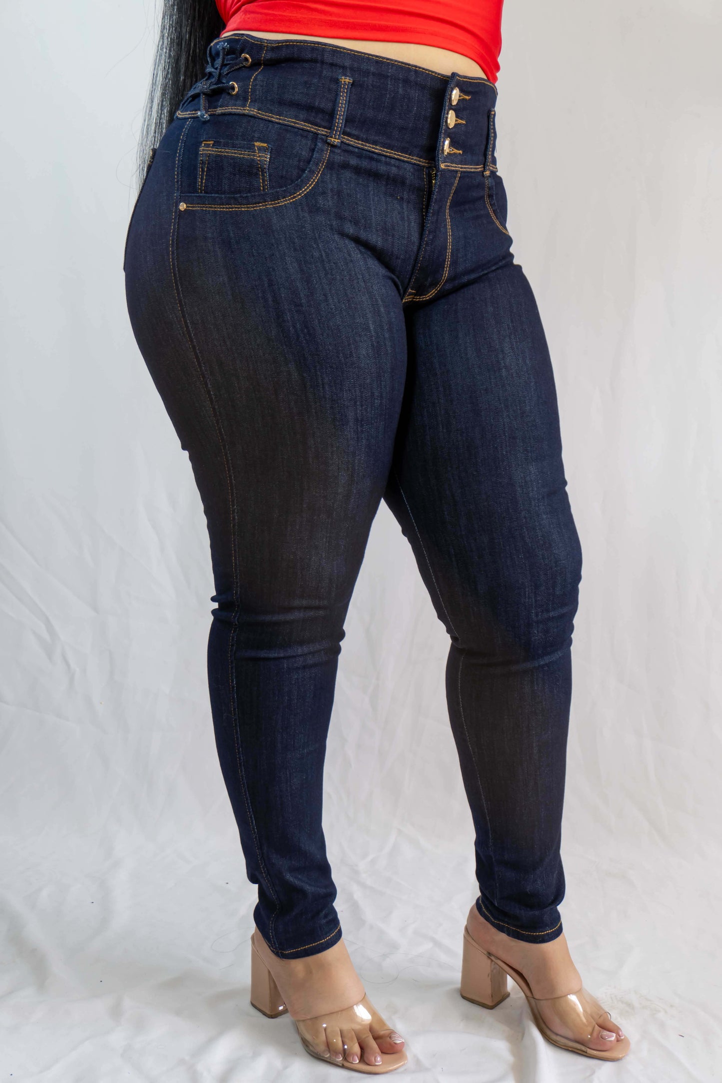Jeans Azul Pretina Ancha- Tela Strech