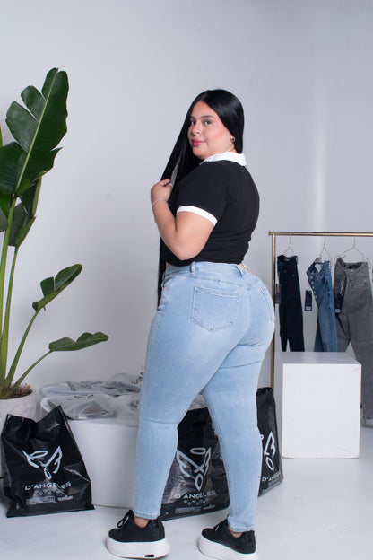 Jeans Skinny Claro Rotos- Tela Strech