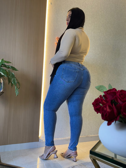 Jeans Skinny Botones- Tela Strech