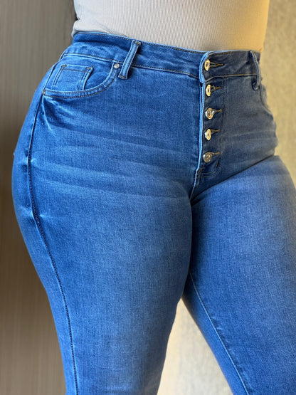 Jeans Skinny Botones- Tela Strech