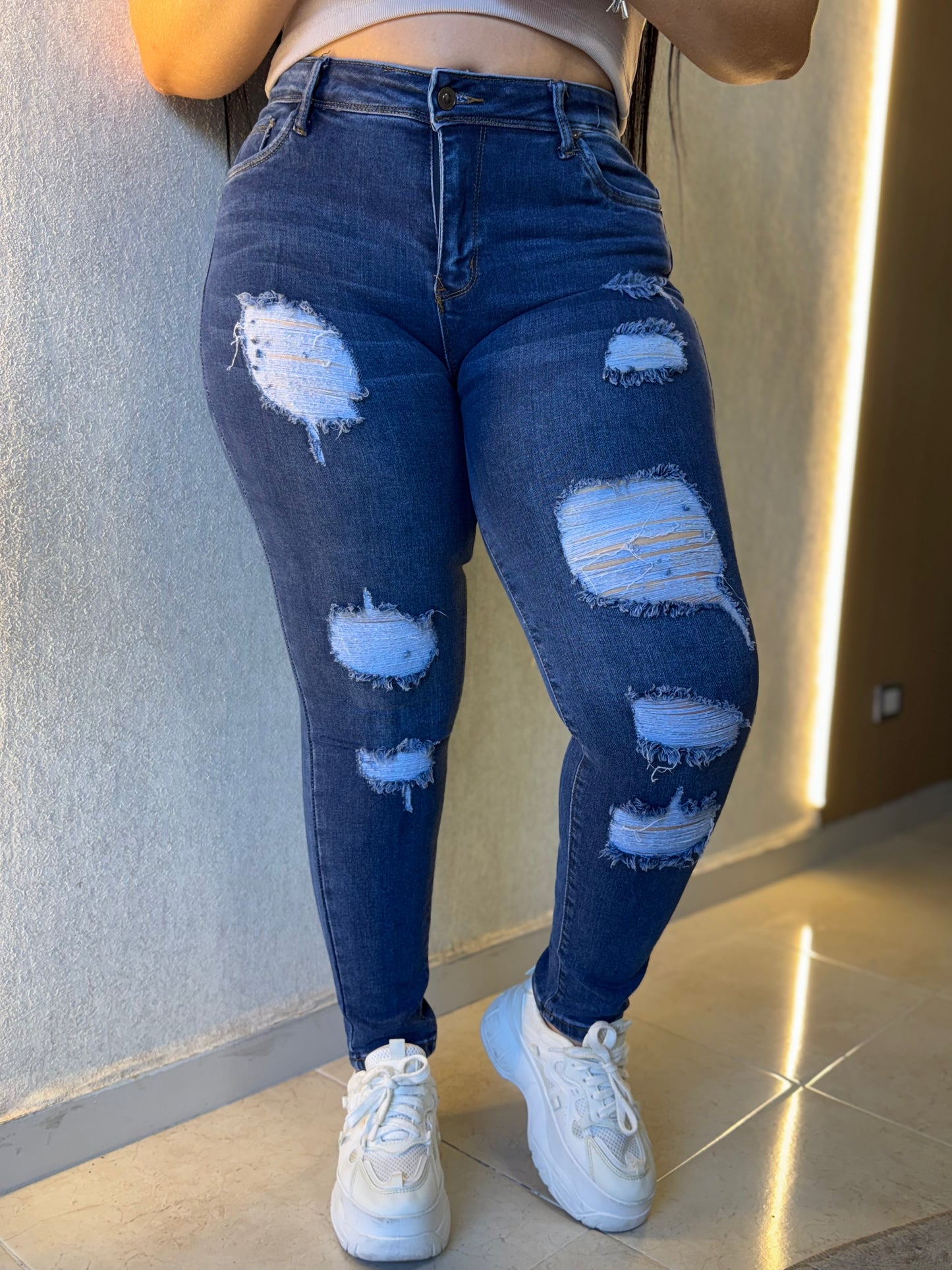 Jeans Skinny Rotos - Tela Strech