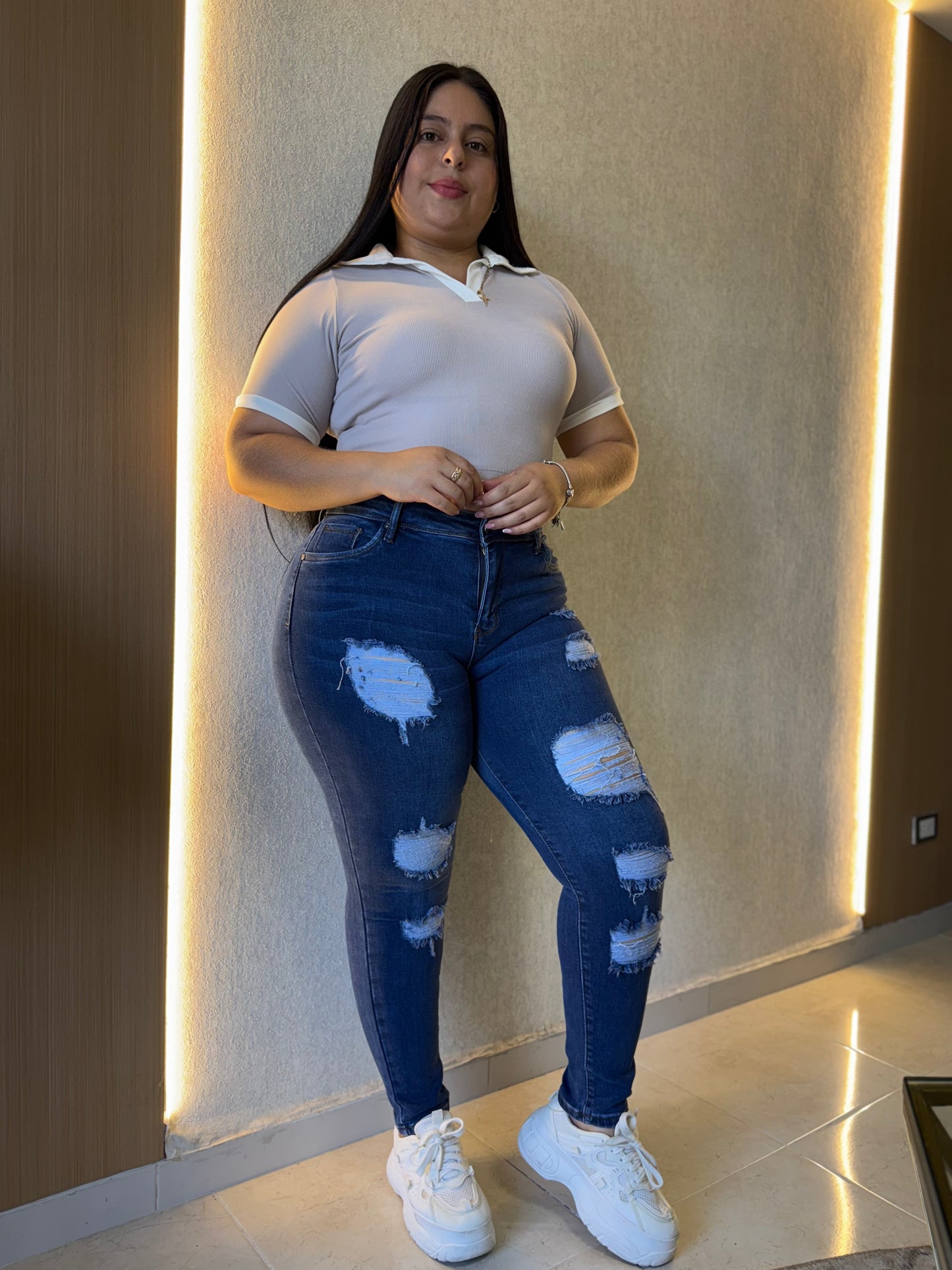 Jeans Skinny Rotos - Tela Strech