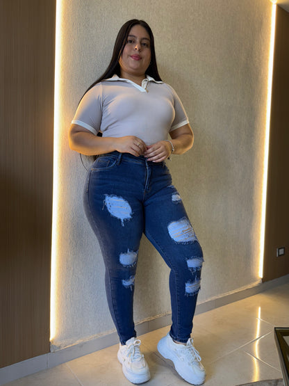 Jeans Skinny Rotos - Tela Strech