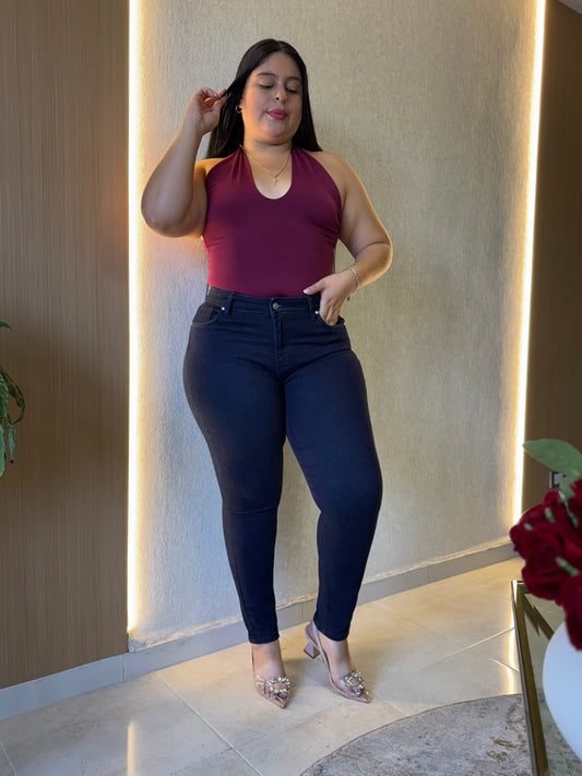 Jeans Skinny Azul Oscuro- Tela Strech