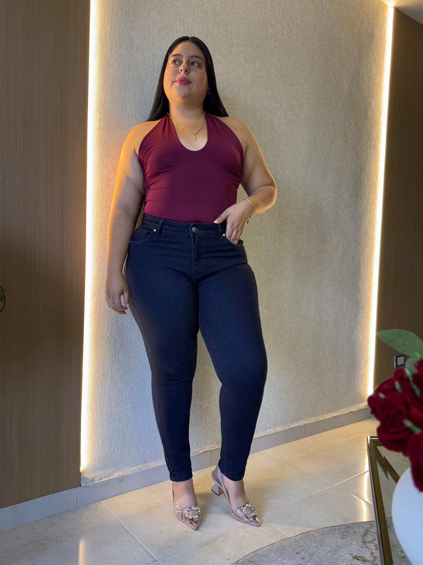 Jeans Skinny Azul Oscuro- Tela Strech