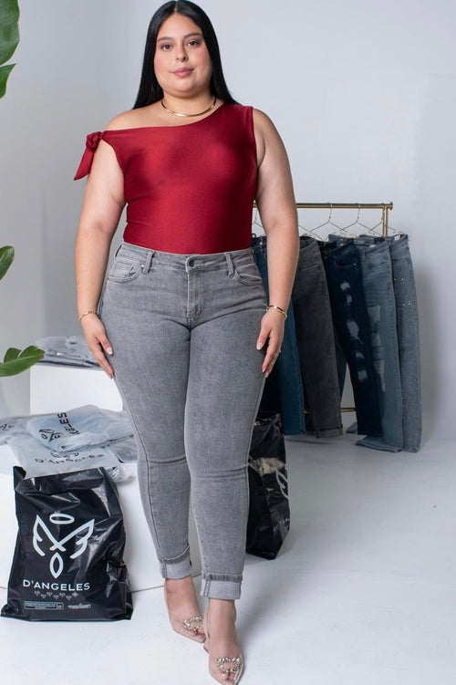 Jeans Skinny Gris- Tela Strech