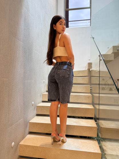 Bermuda Rotos Tela Rigida