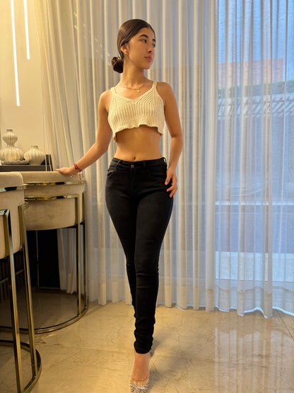 Jeans Skinny Negro - Tela Strech