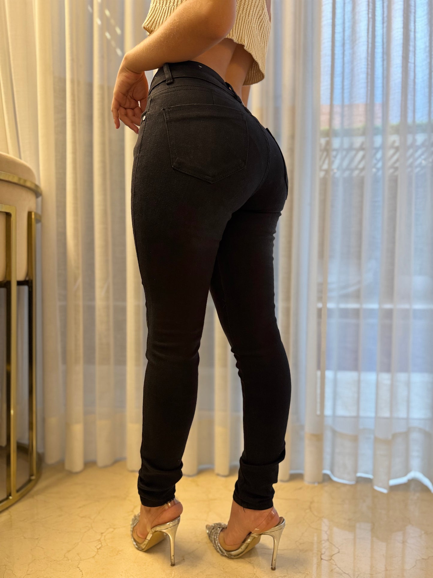 Jeans Skinny Negro - Tela Strech