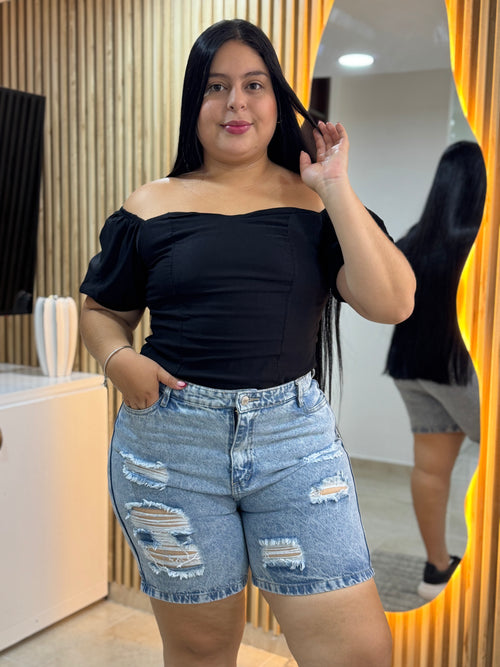 Bermuda Clarita Rotos - Tela Rigida