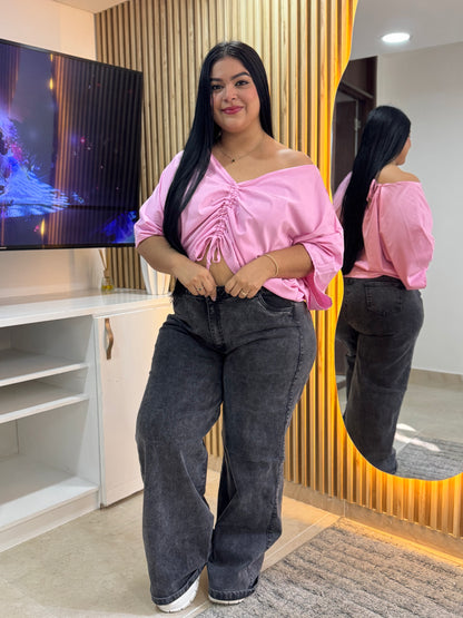 Wide Leg Gris- Tela Strech Premiún