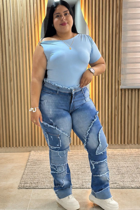 Jeans Desmechado Bota Recta - Tela Strech
