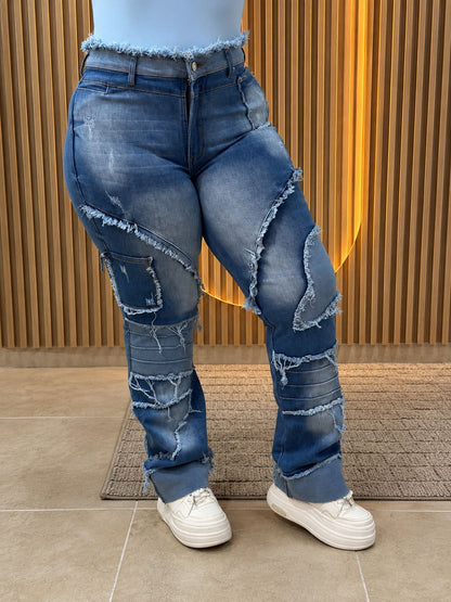 Jeans Desmechado Bota Recta - Tela Strech