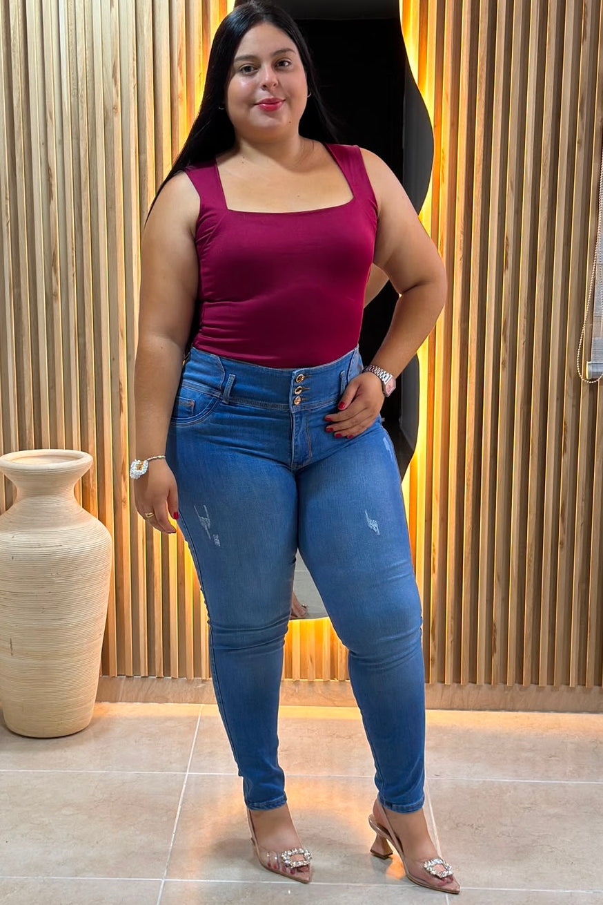 Jeans Pretina Ancha - Tela Strech