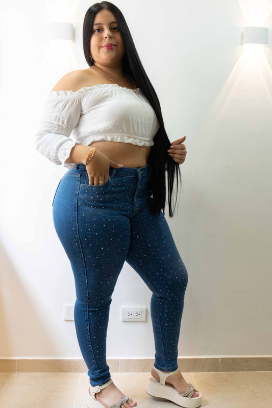 Jeans Skinny Brillos - Tela Strech premiún