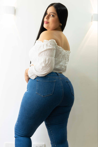 Jeans Skinny Brillos - Tela Strech premiún