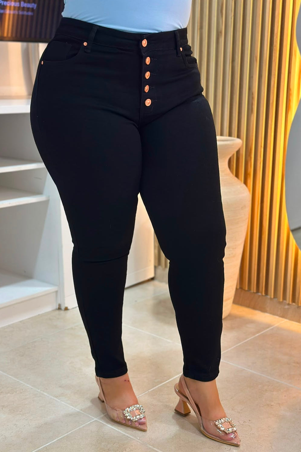 Jeans Skinny Negro- Tela Strech