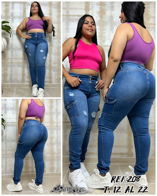 JEANS SIN BOLSILLO PRETINA ANCHA