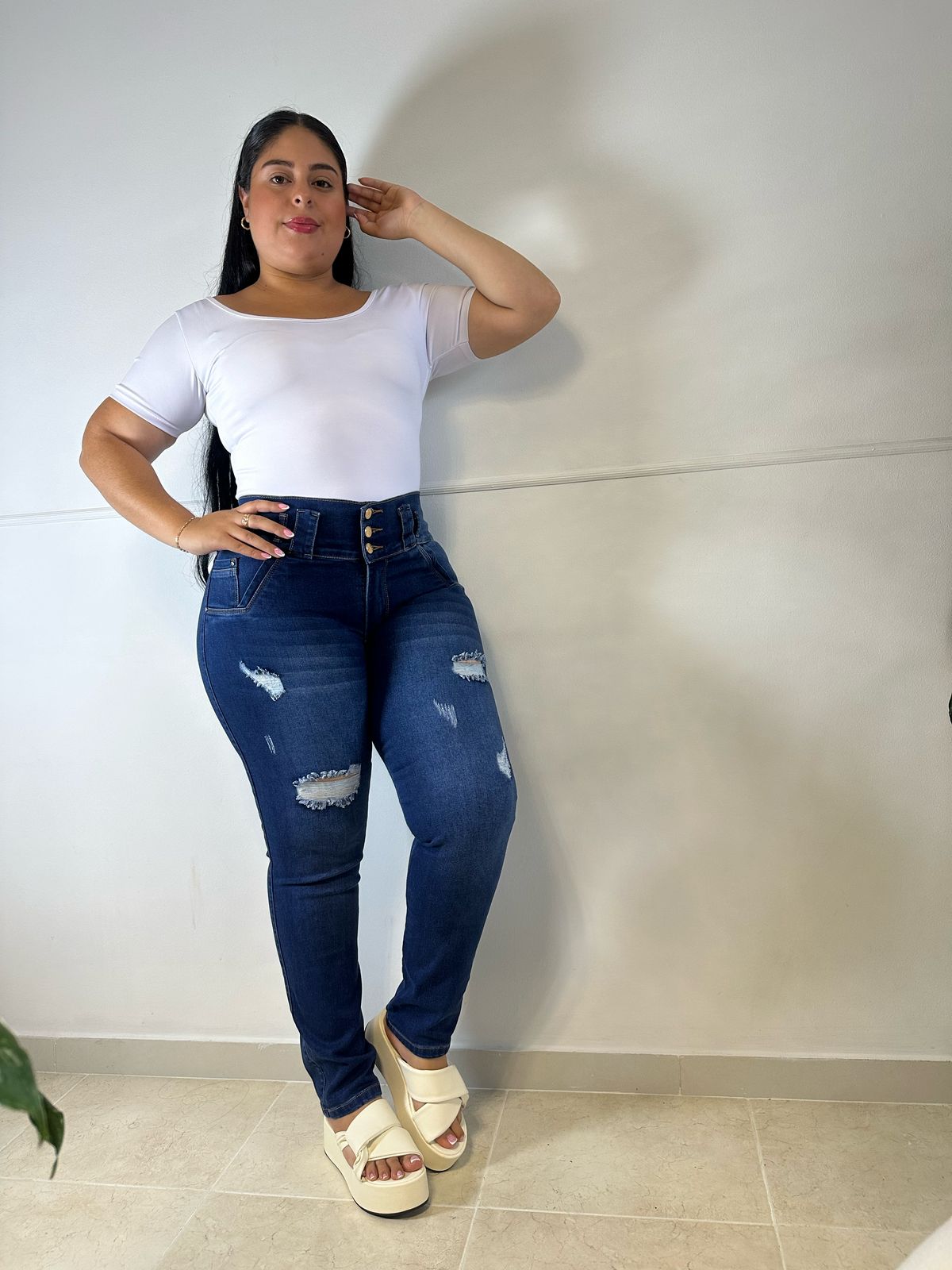 Jeans Pretina Ancha Rotos - Enresortado