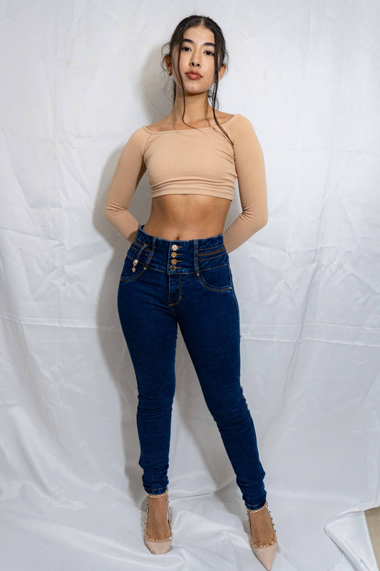 Jeans Pretina Ancha Sin Bolsillo