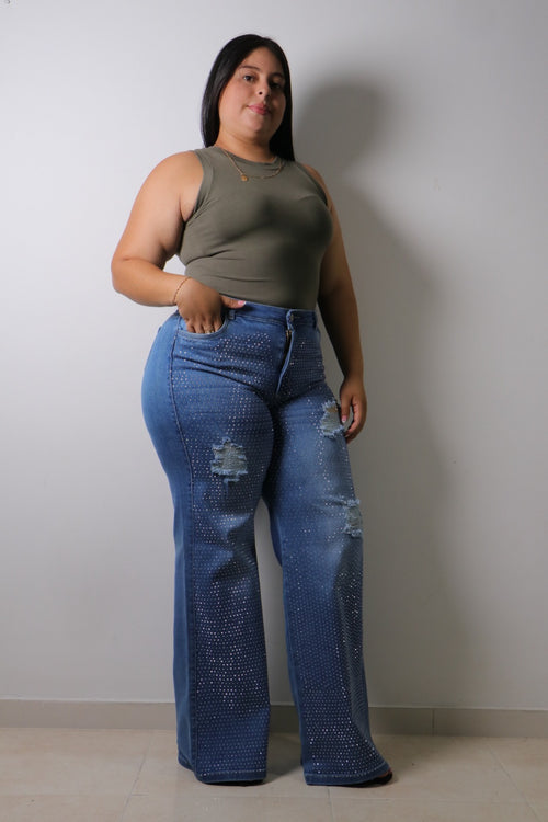 Wide Leg Total Brillos - Tela Strech Premiún