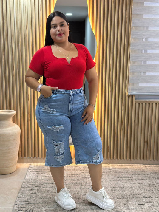 Bermuda Wide Leg - Tela Strech