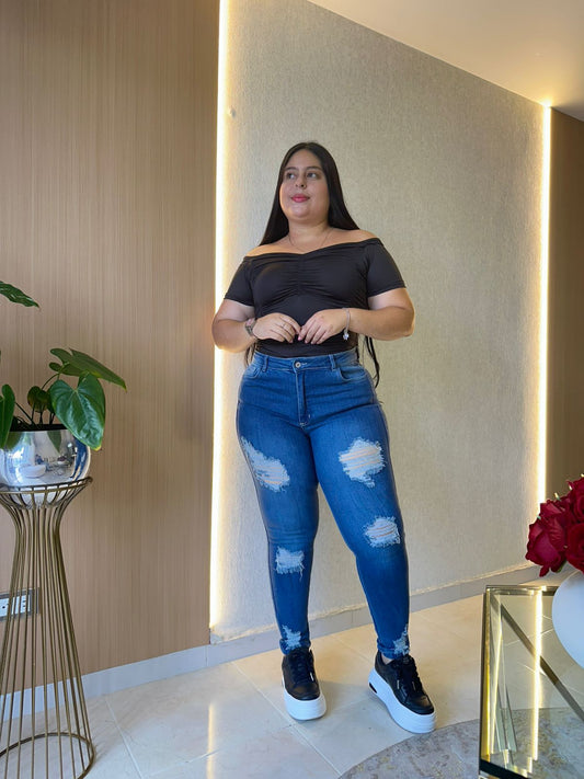 Jeans Skinny Rotos - Tela Strech Premiún