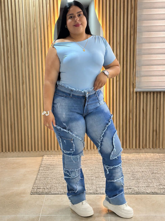 Jeans Desmechado Bota Recta - Tela Strech