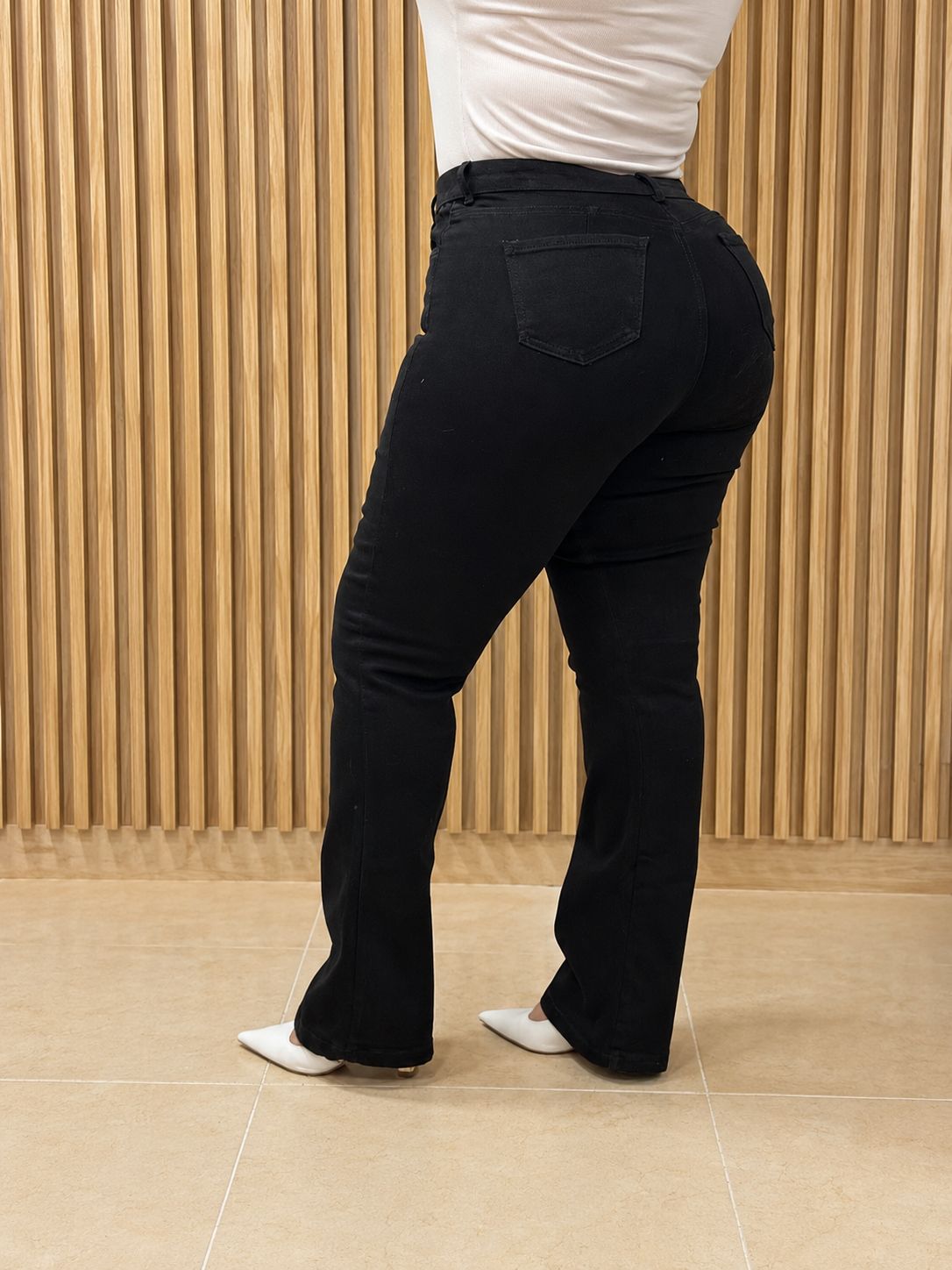 Negro Bota recta - Tela strech