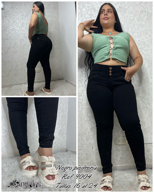 JEANS NEGRO SKINNY-PIEDRERIA