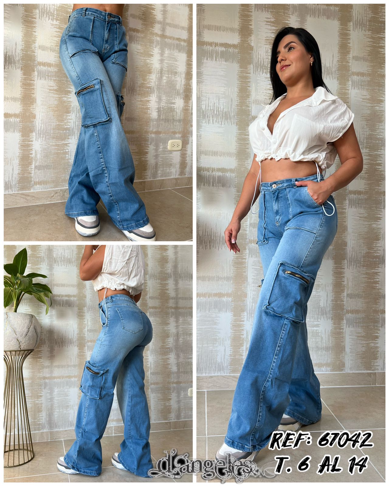 JEANS BOTA ANCHA CARGO - REF 67042