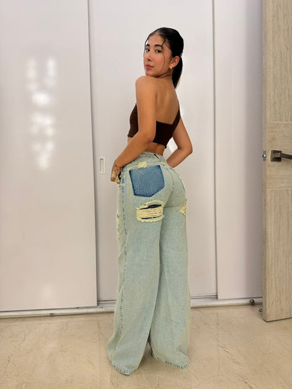 Wide leg claro Europeo - Tela Rigida