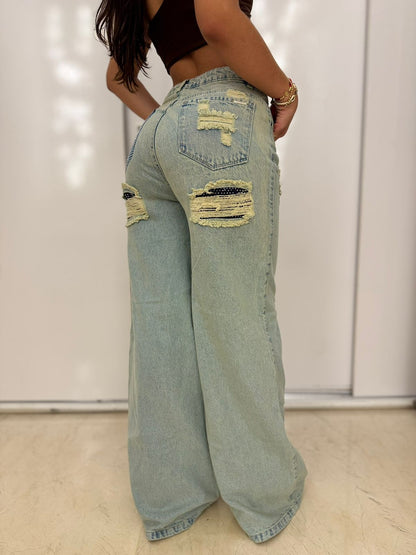 Wide leg claro Europeo - Tela Rigida