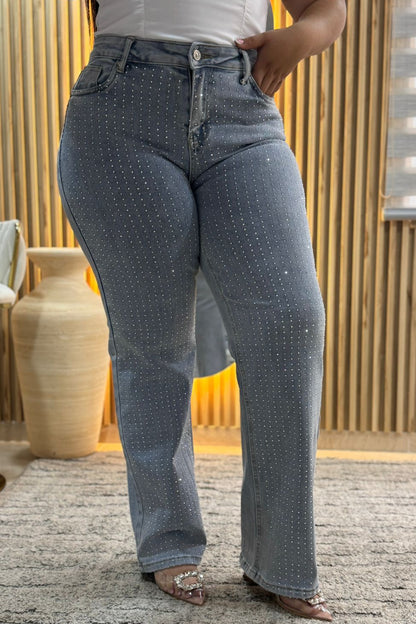 Bota Recta con brillos - Tela Strech