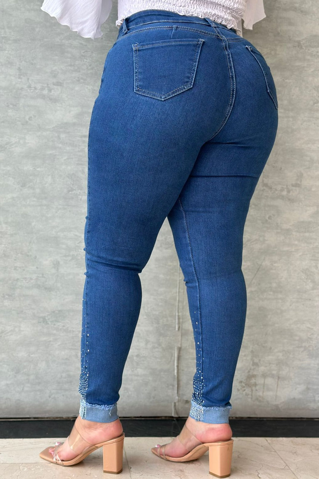 Jeans Skinny Brillos en Bota - Tela Strech Premiún