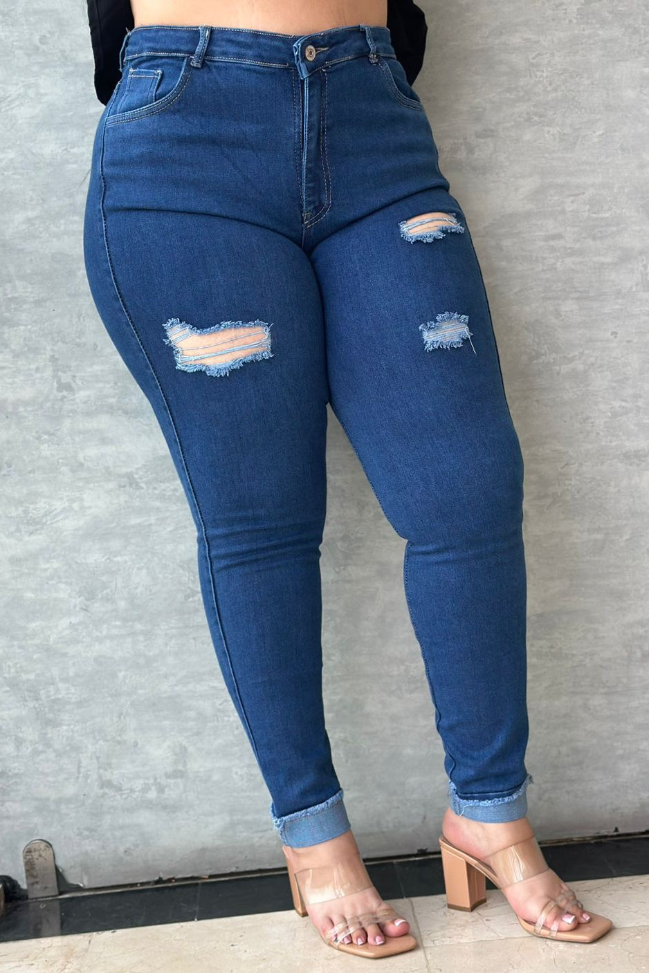 Jeans Skinny Brillos en Bota - Tela Strech Premiún