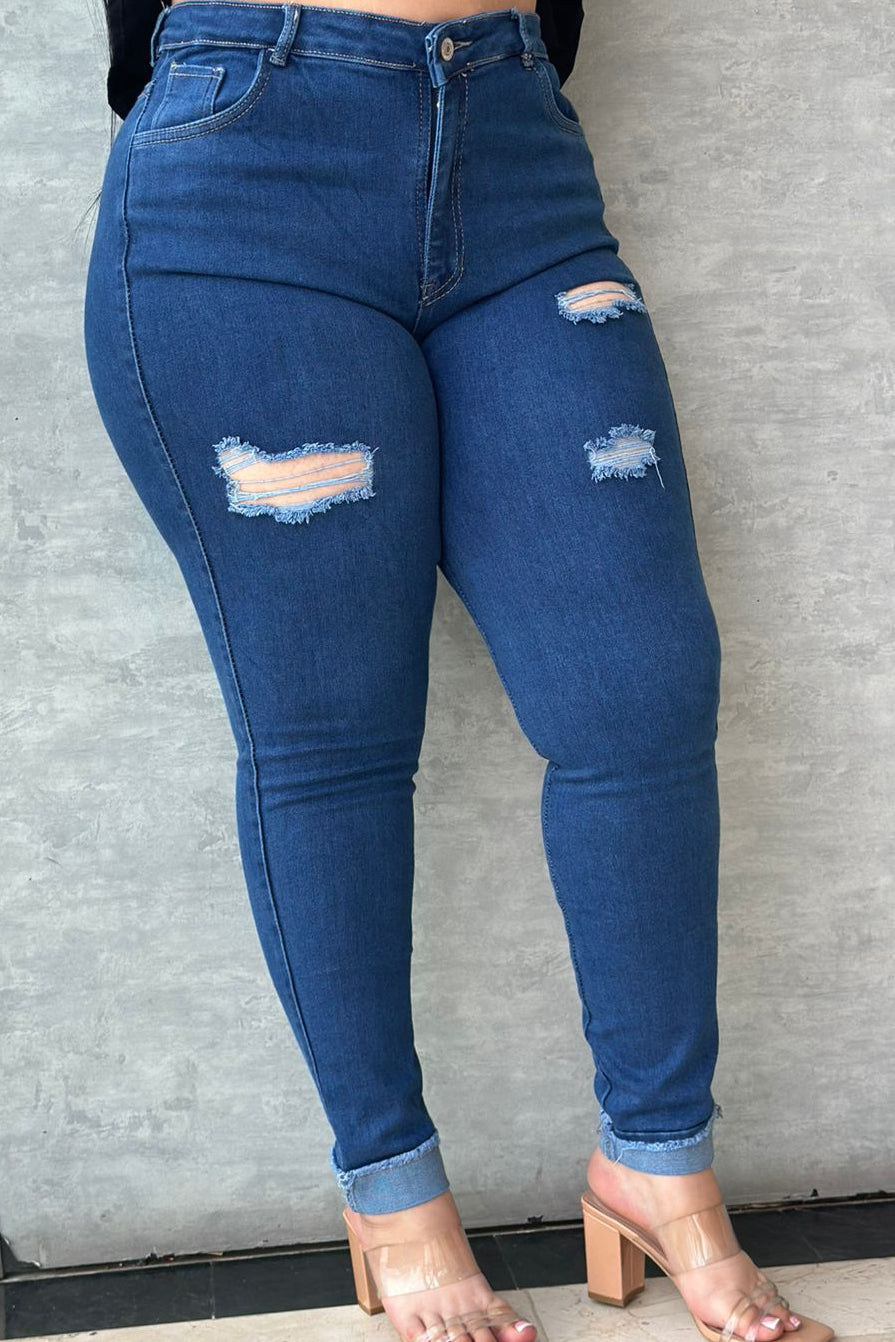 Jeans Skinny Brillos en Bota - Tela Strech Premiún