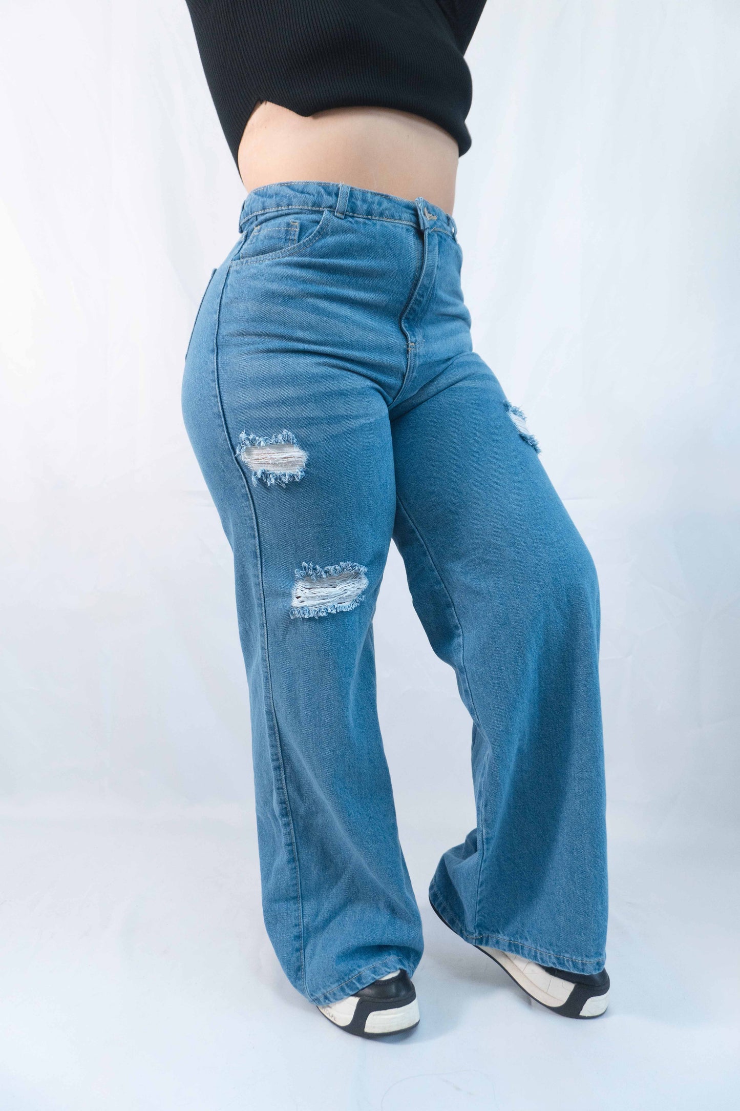 Wide Leg Tela Rigida Rotos